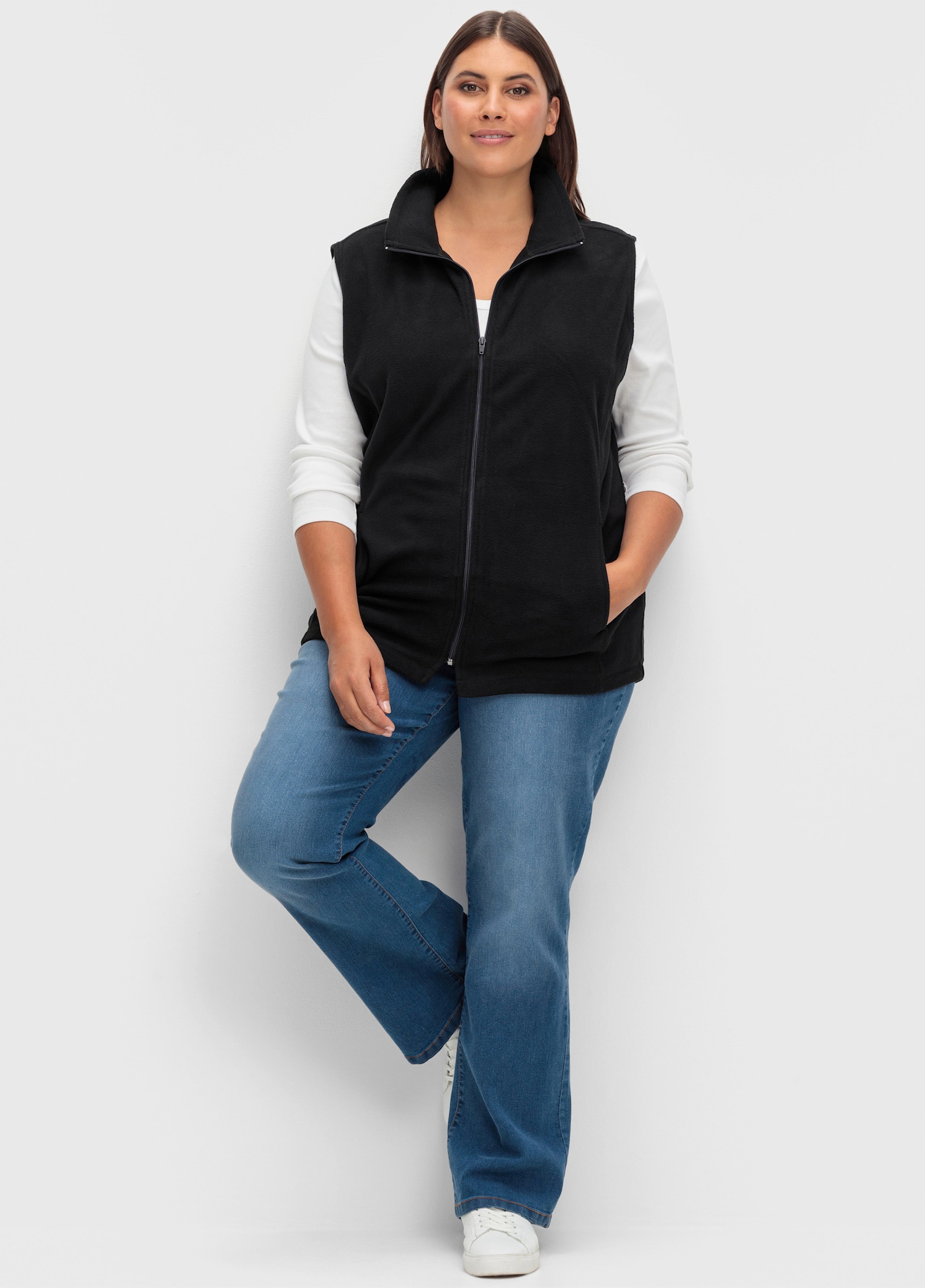 Fleeceweste mit Antipilling-Ausrüstung - schwarz