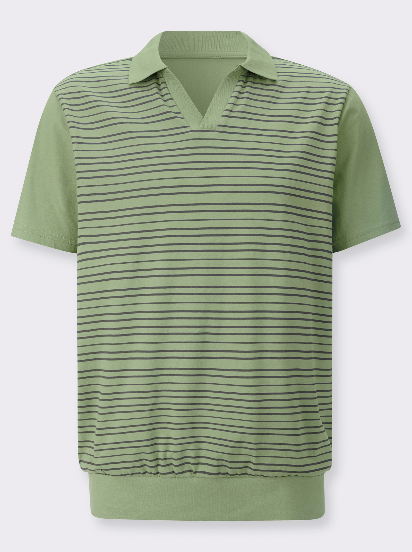 Poloshirt met elastische zoomboord - eucalyptus/antraciet