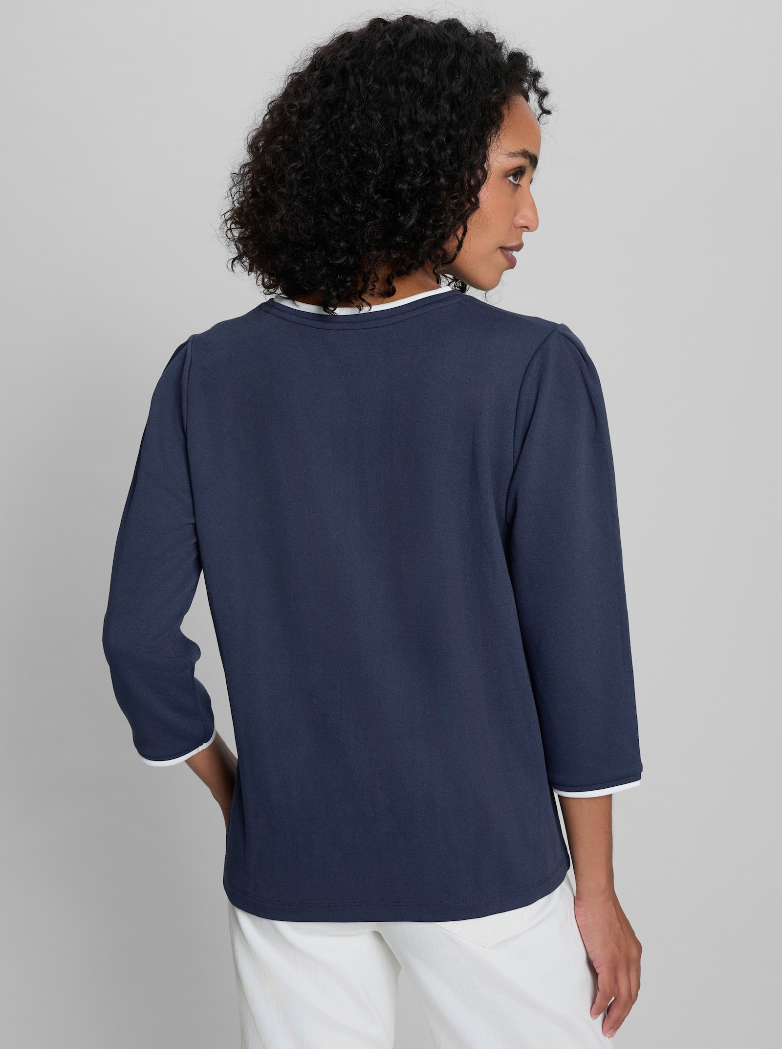 heine Langarmshirt mit Kontrast-Details - marine