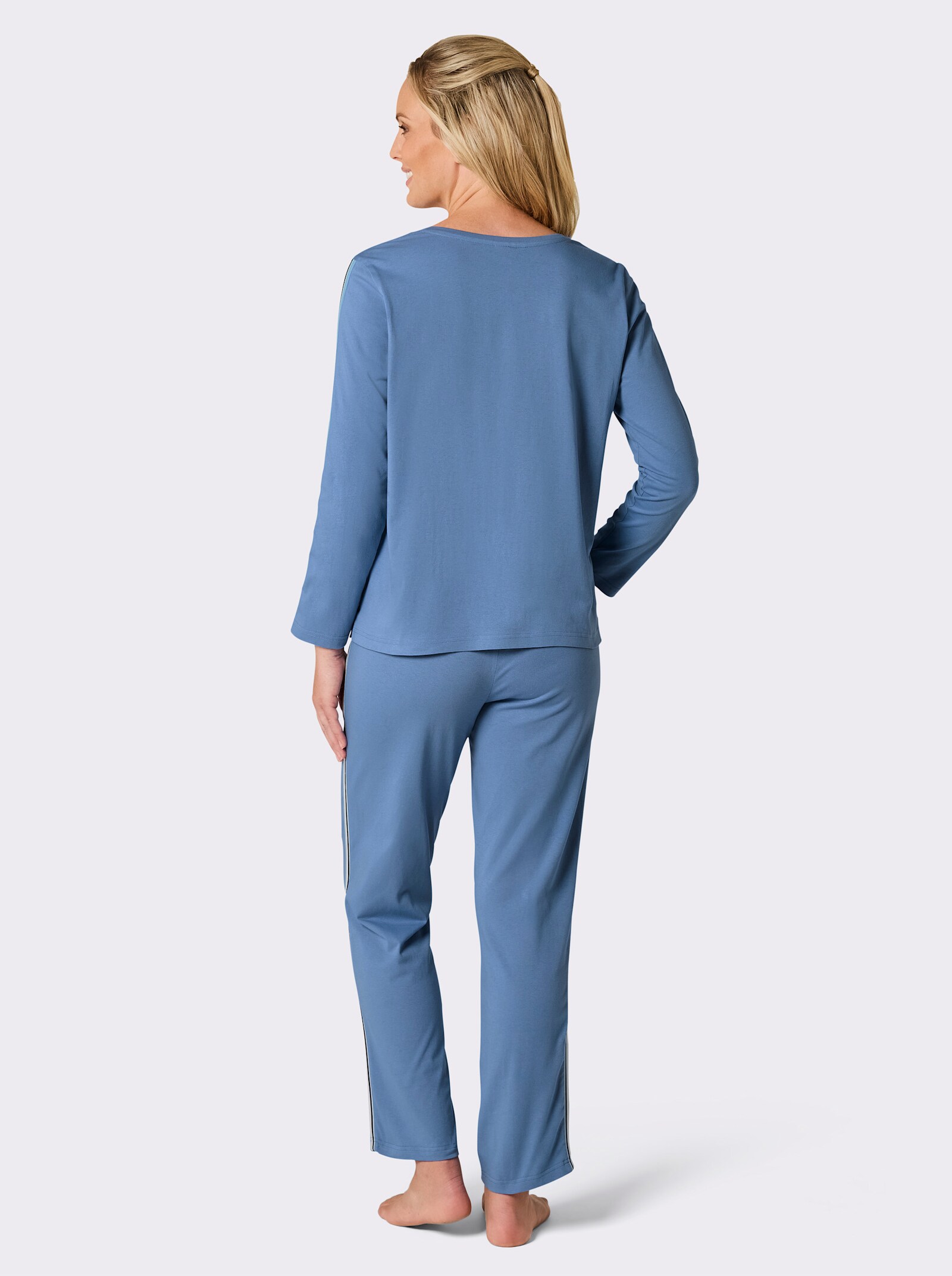 feel good Hausanzug mit Galon-Streifen - mittelblau-aqua