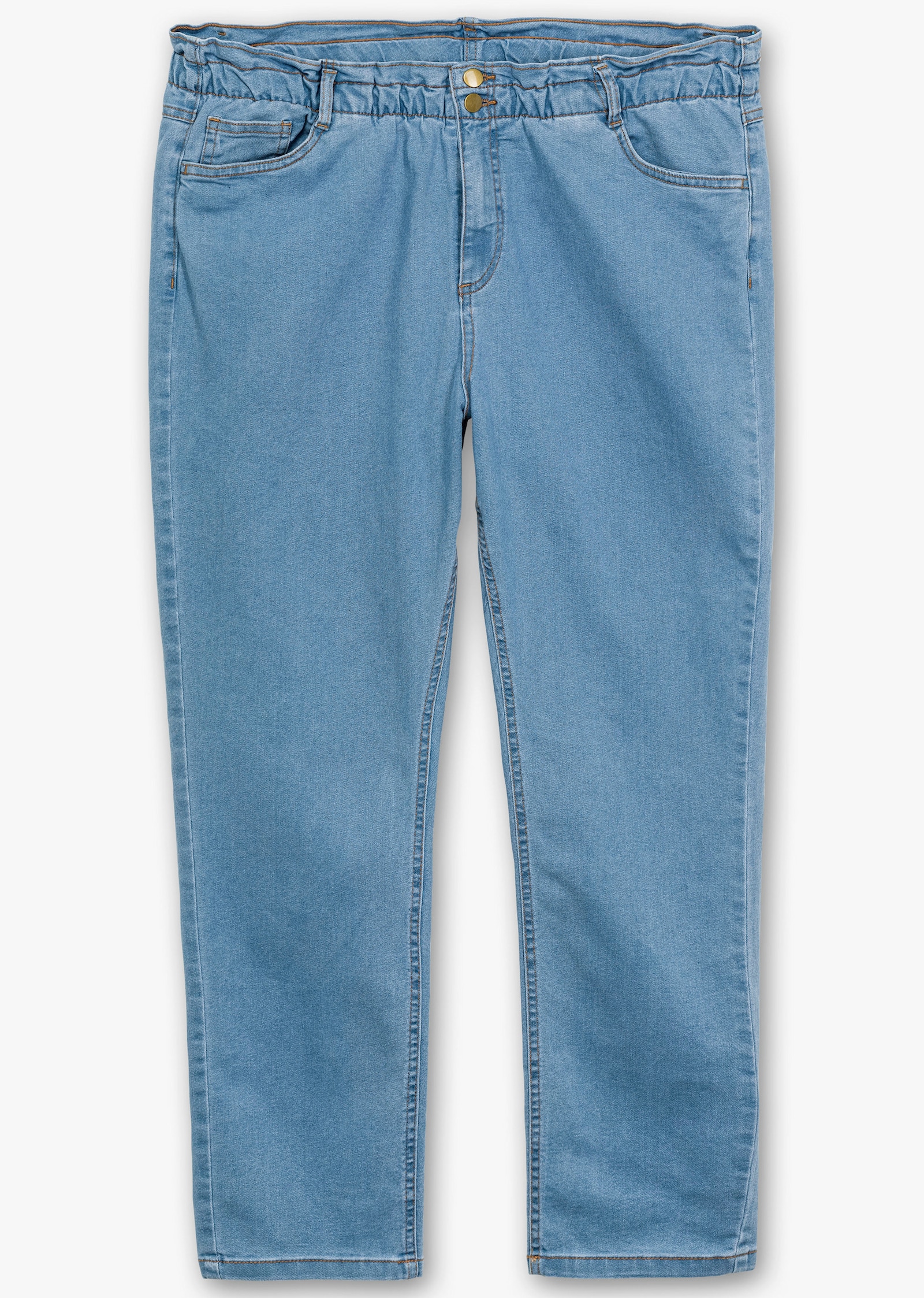 Jeans im Paperbag-Schnitt - blue-bleached