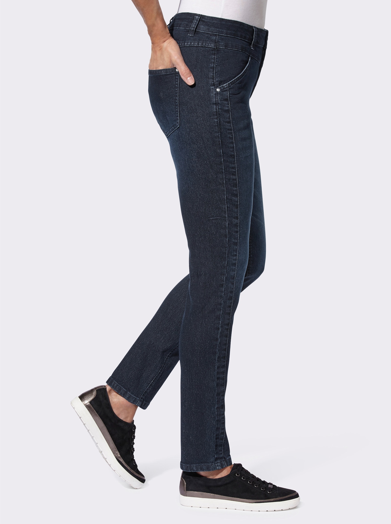 Stretchjeans met afkledende zijnaad - dark-blue
