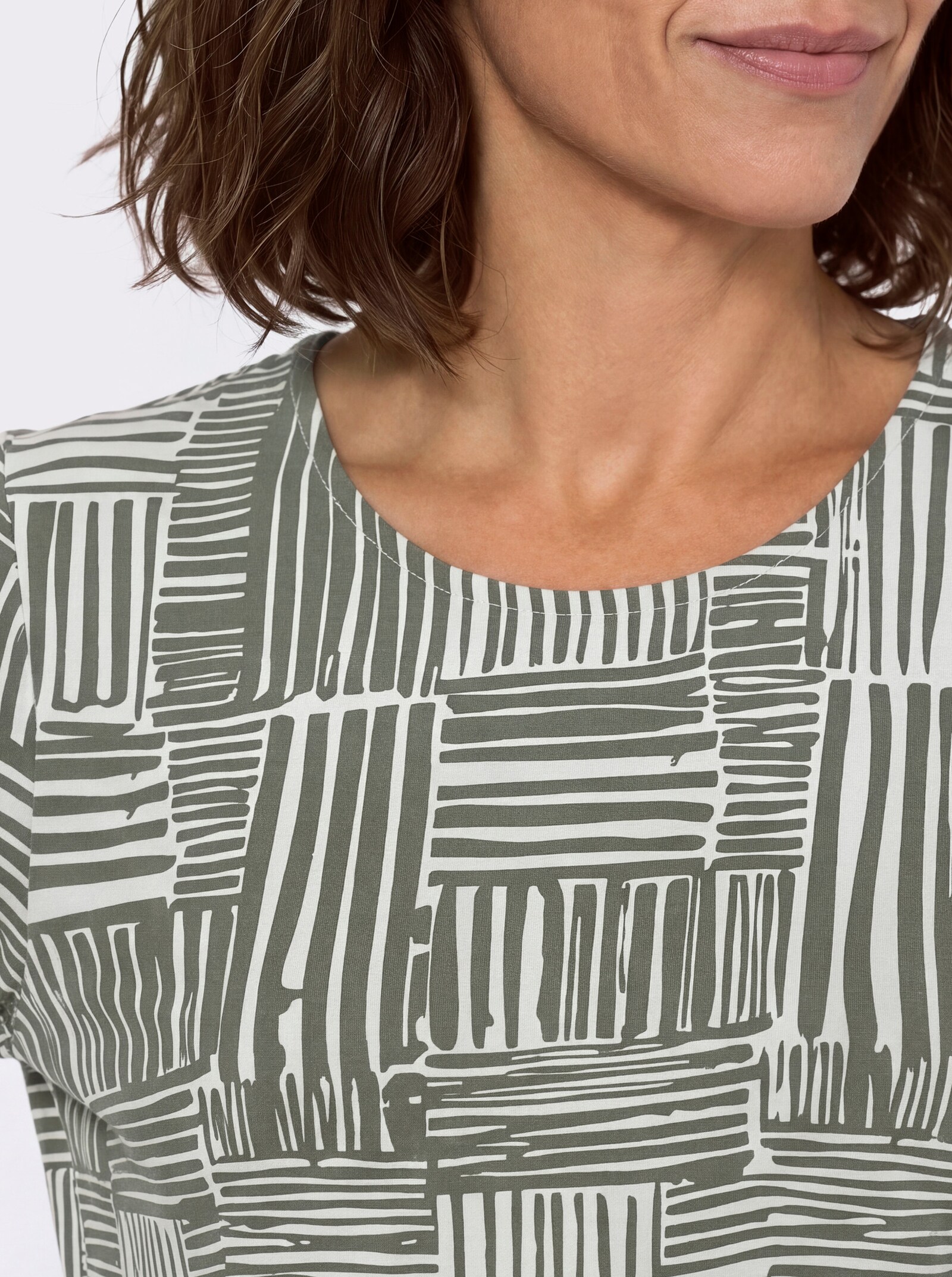 Print-Shirt mit 3/4-Ärmeln - khaki-ecru-gemustert
