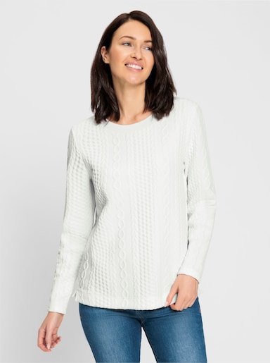 Sweatshirt mit Jacquard-Muster - ecru
