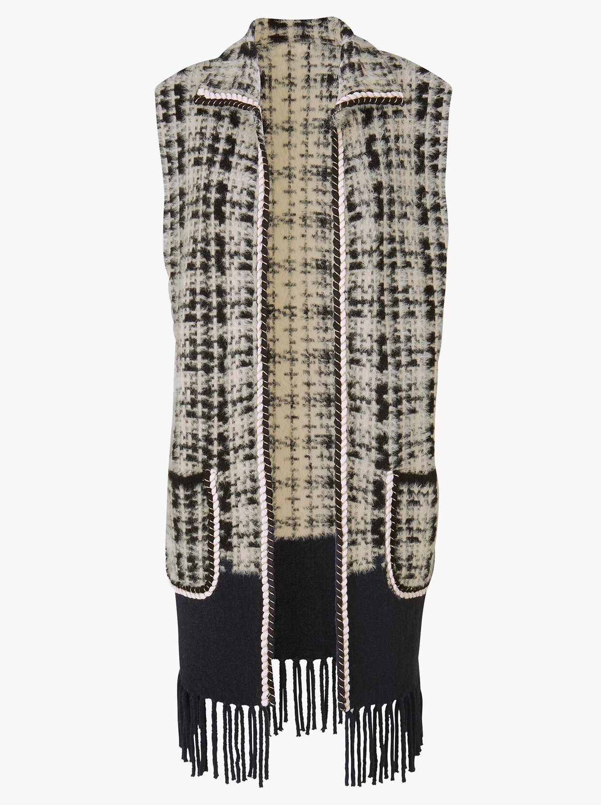 Strickweste - schwarz-sand-gemustert