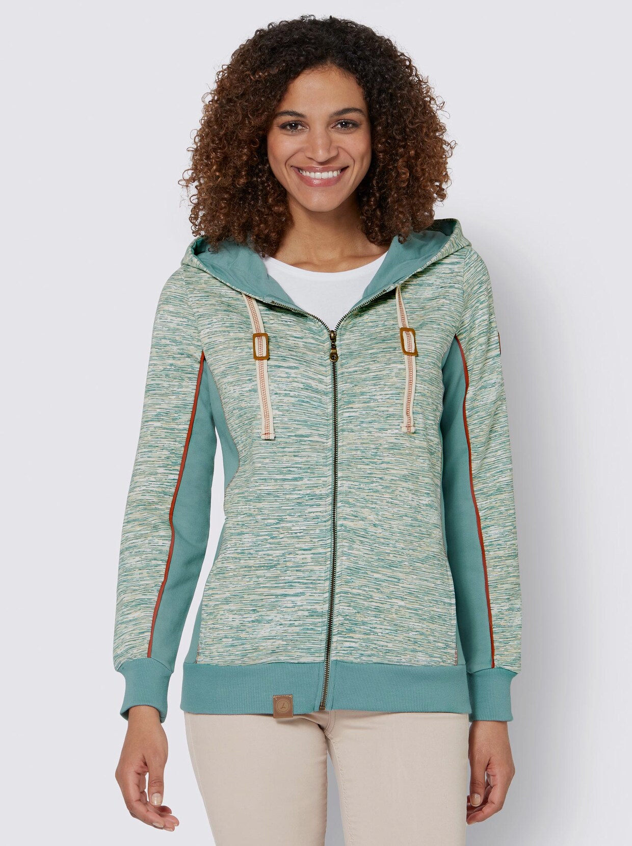 Shirtjacke - jade-weiß-meliert