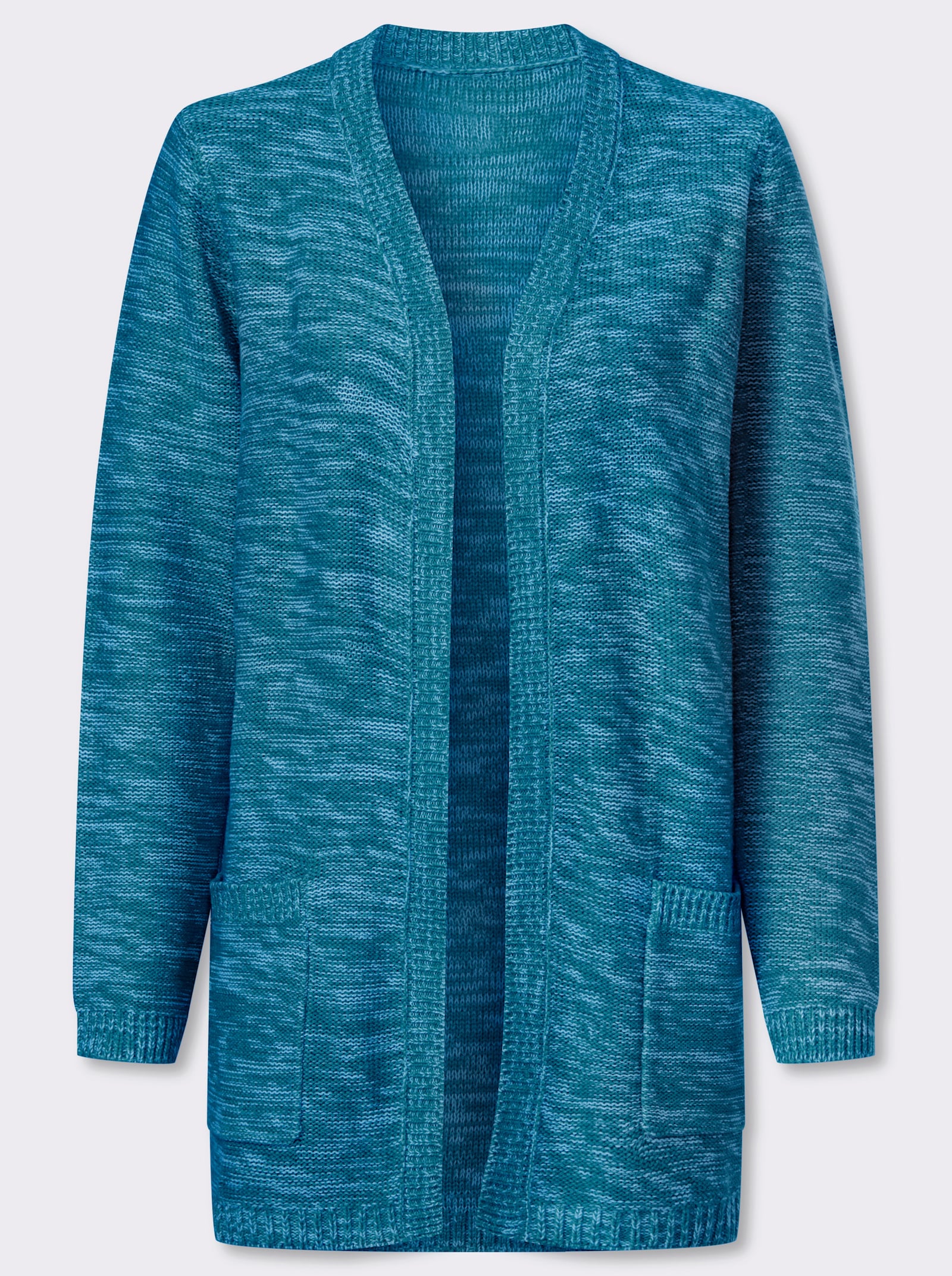 Longstrickjacke in Melange-Optik, pflegeleicht - topas-meliert