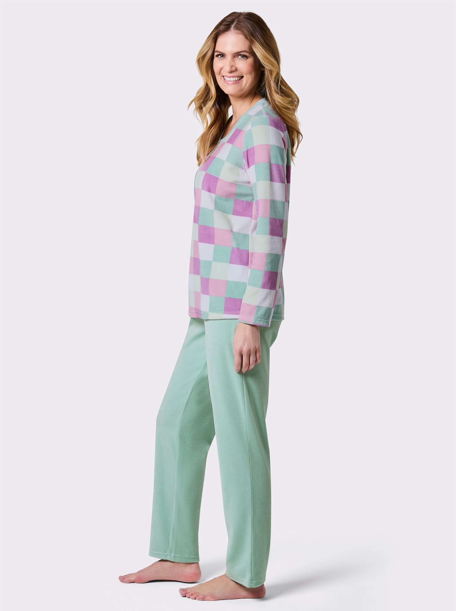 wäschepur Schlafanzug mit Print - kalkmint-rosé-bedruckt