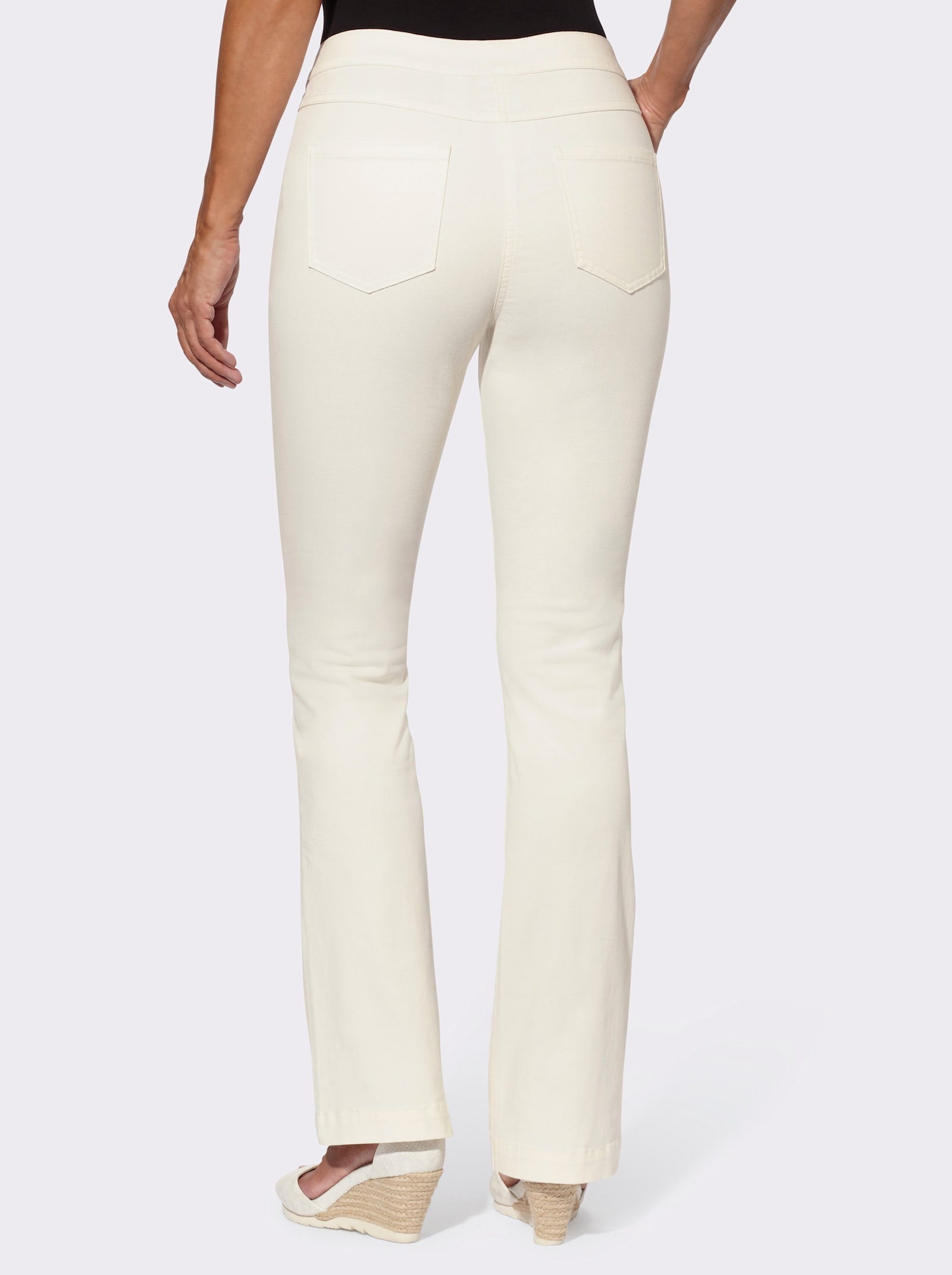 Bootcut-jeans met sierknopen - ecru