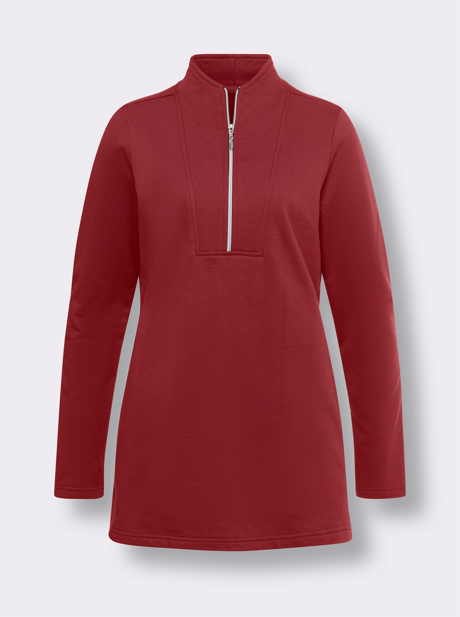 Longsweatshirt mit Troyerkragen - kirsche