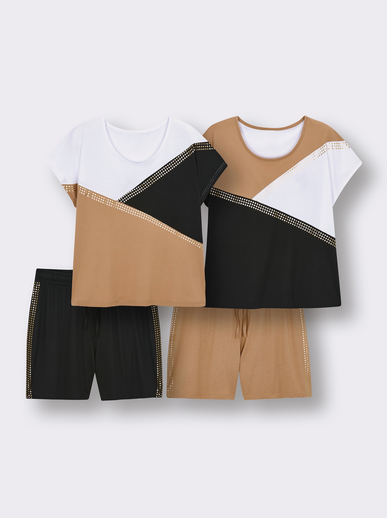 wäschepur Shortys mit Grafik-Muster - camel-schwarz + ecru-camel