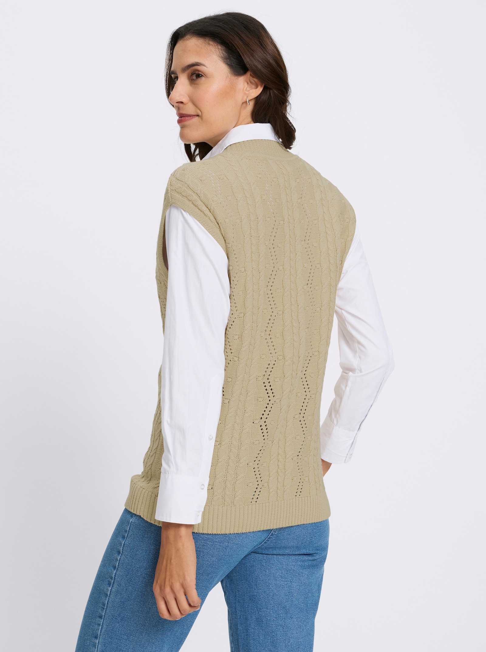 Pullunder mit Strickmuster-Mix - sand