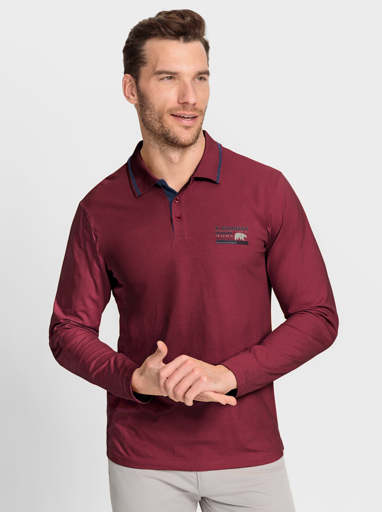 Catamaran Poloshirt met lange mouwen - donkerrood
