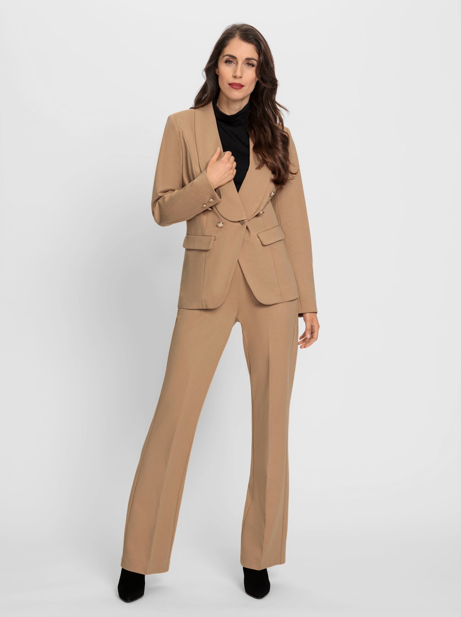 heine Broekpak met sierknopen - camel