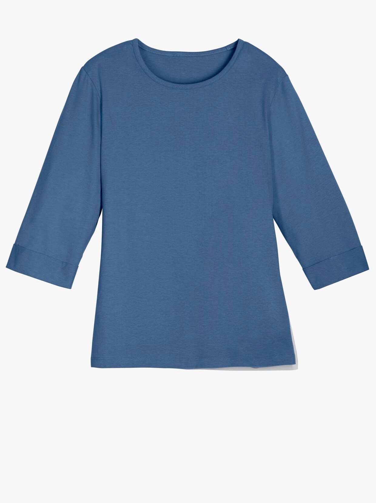 Shirt met ronde hals - jeansblauw