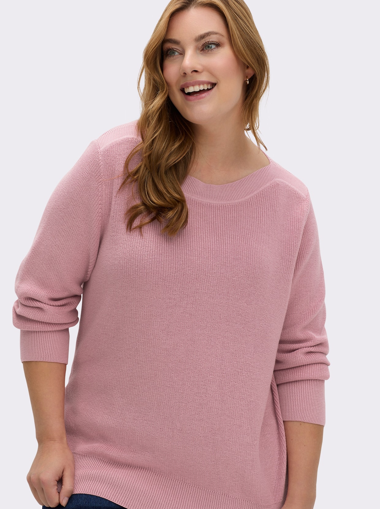 Strickpullover in Ripp-Optik - hortensie