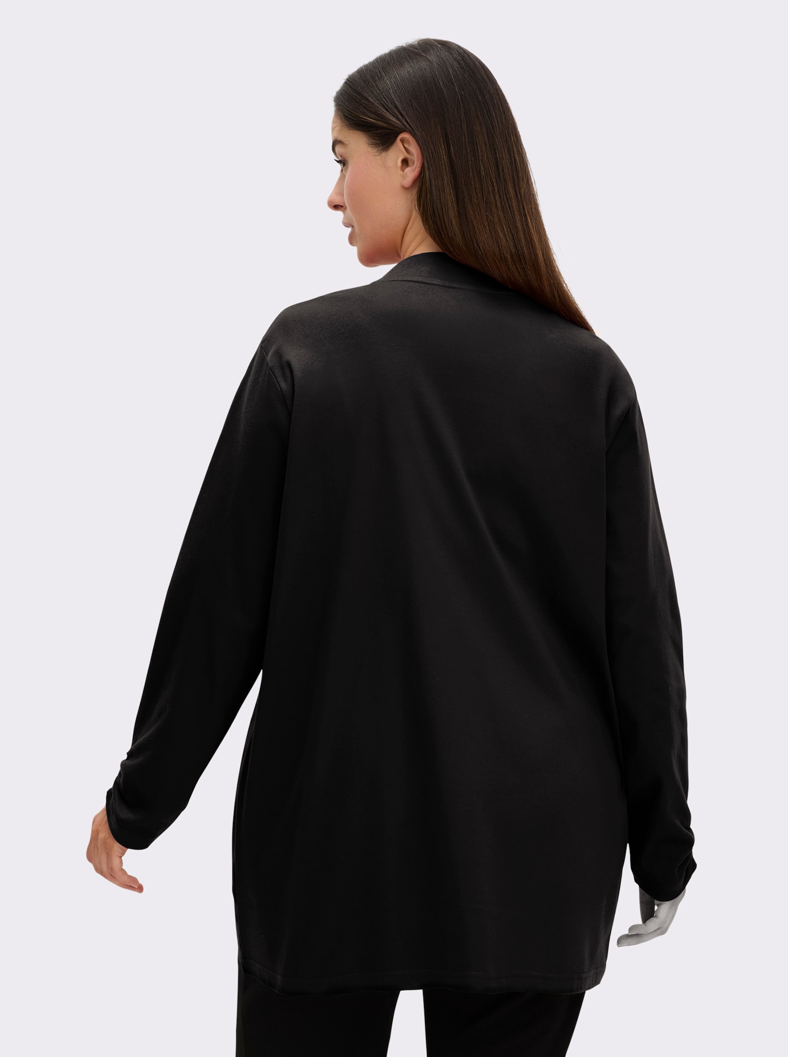 Shirtjacke mit Ärmel-Raffungen - schwarz