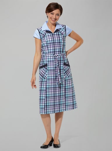 RV-Schürze im gewebten Karomuster - marine-flieder