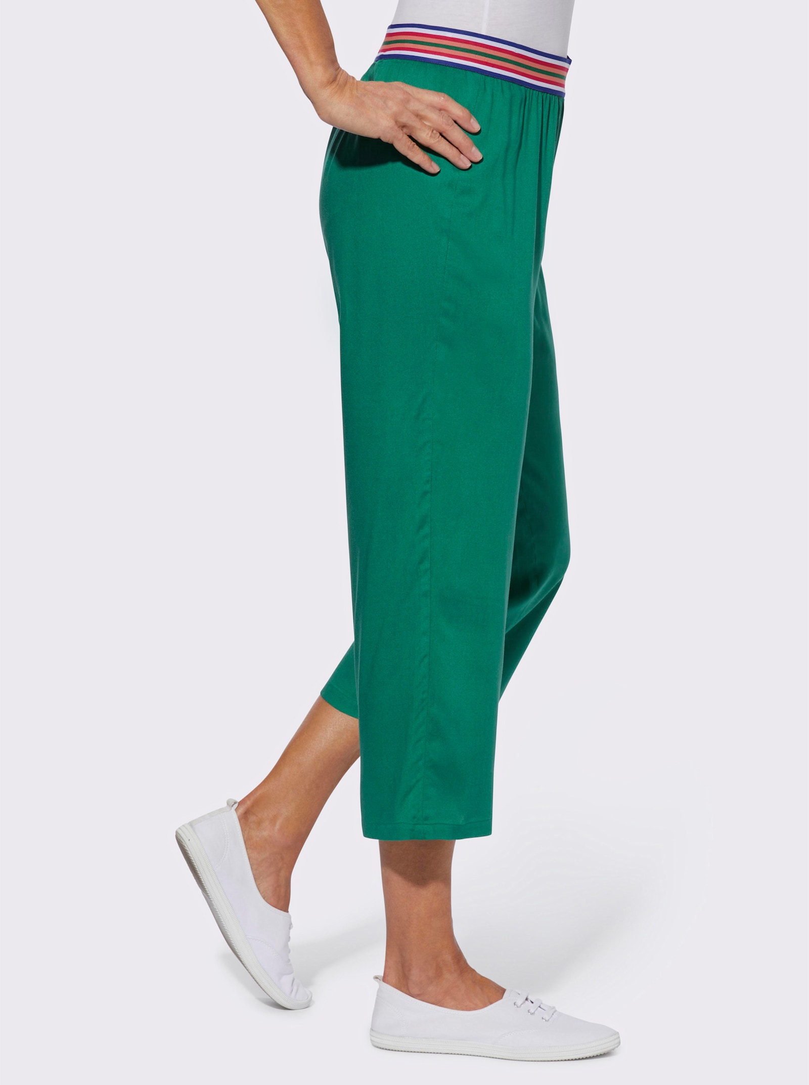 Comfortbroek met gestreepte comfortband - groen