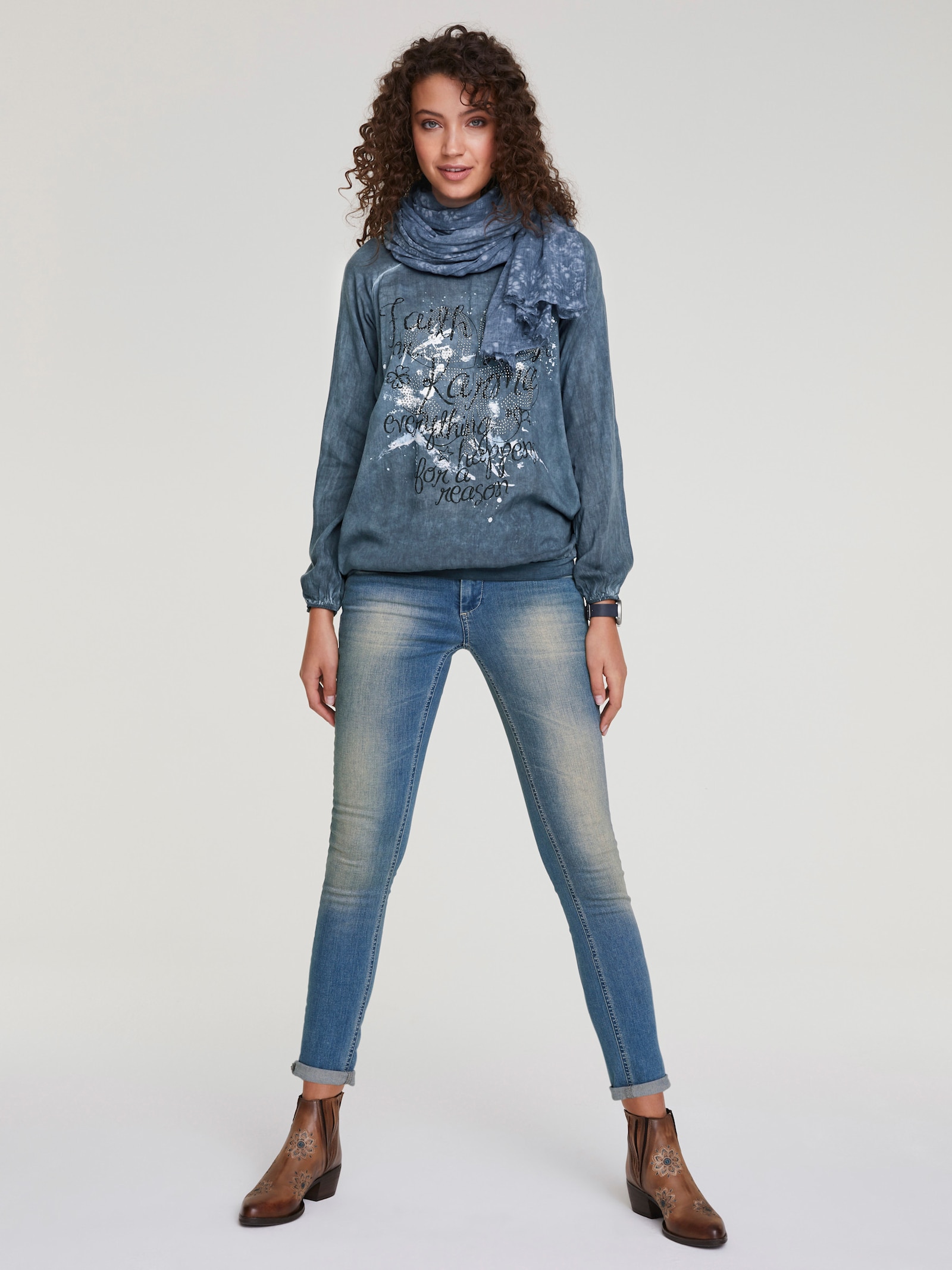 heine Shirtbluse in Oil-dyed-Waschung - jeansblau