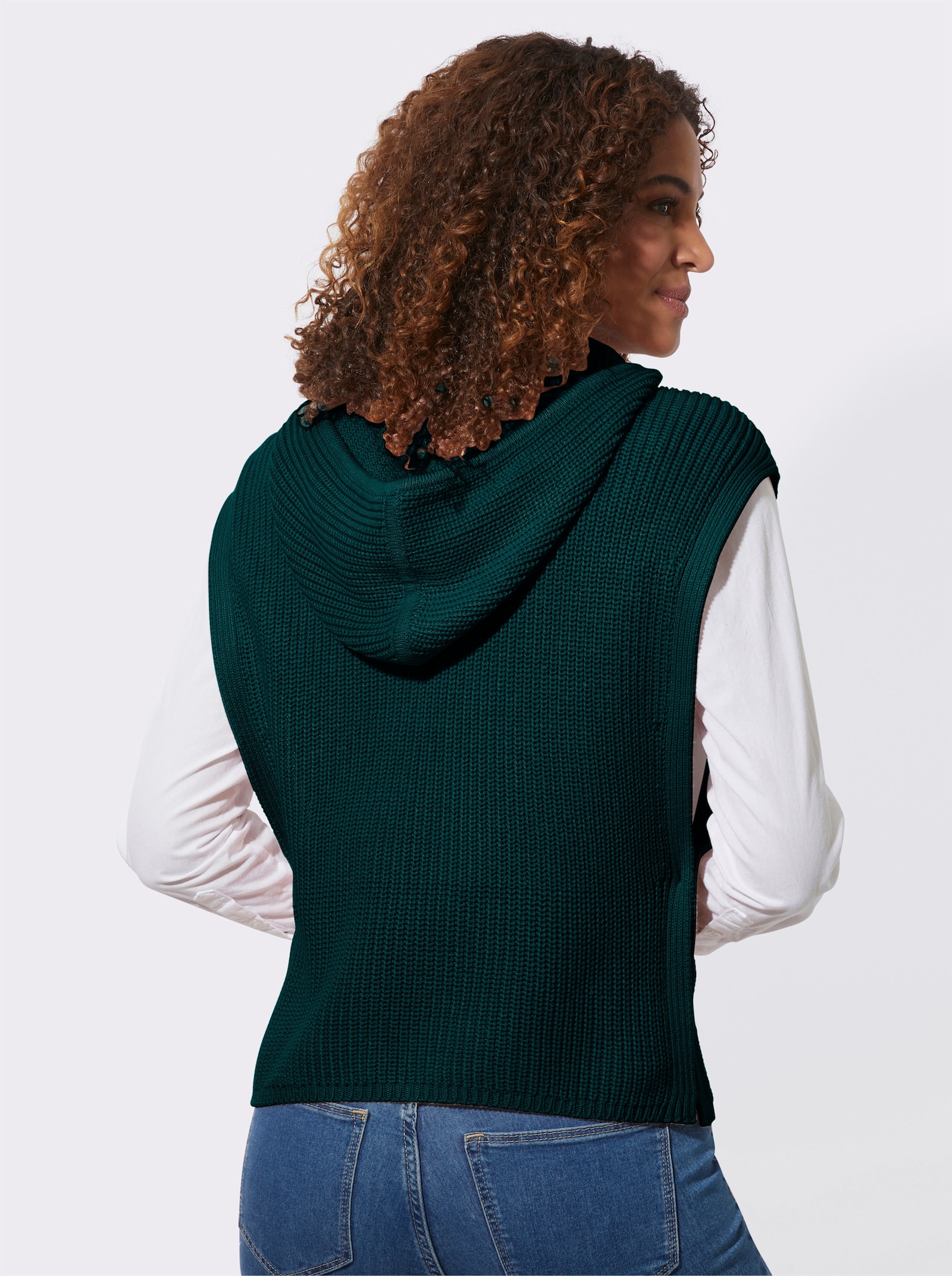 Kapuzenpullover in Poncho-Optik - petrol