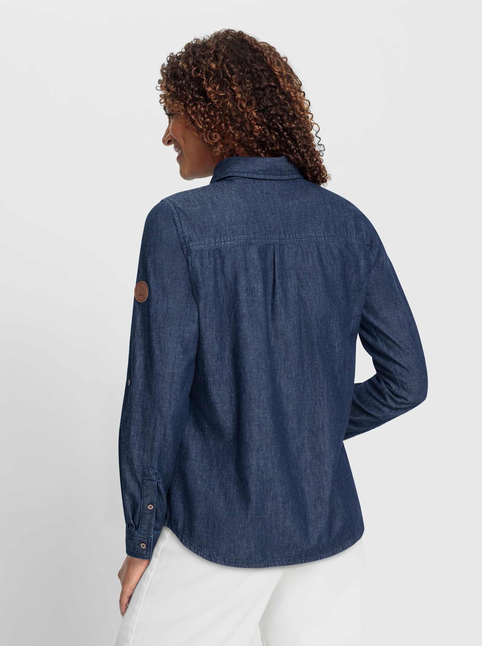  Jeansbluse mit Kellerfalte hinten - blue-stone-washed