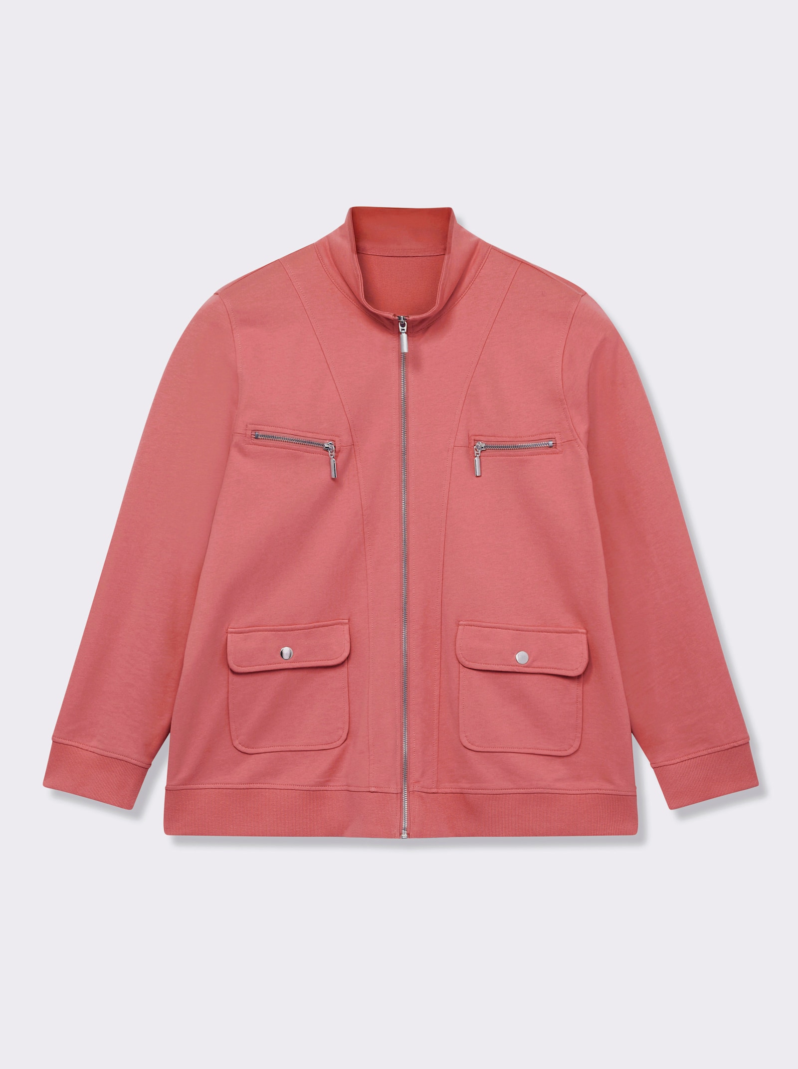 Shirtjacke aus reiner Baumwolle - lachsrot