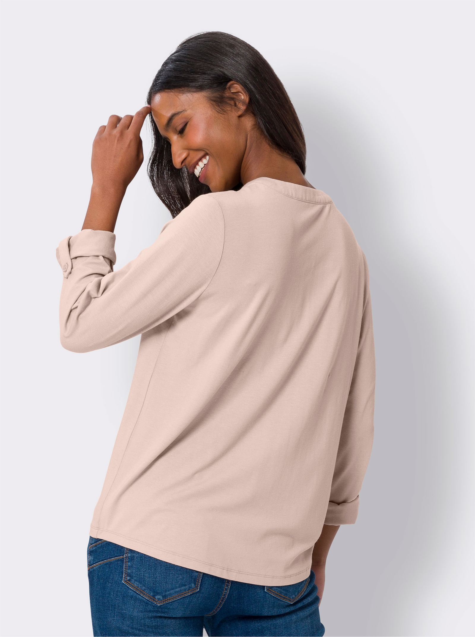 heine Blouseshirt met korte knoopsluiting - poudre