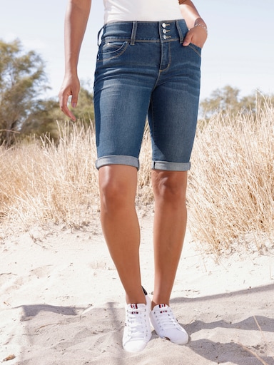 Bermudas mit gekrempeltem Saum - blue-stone-washed