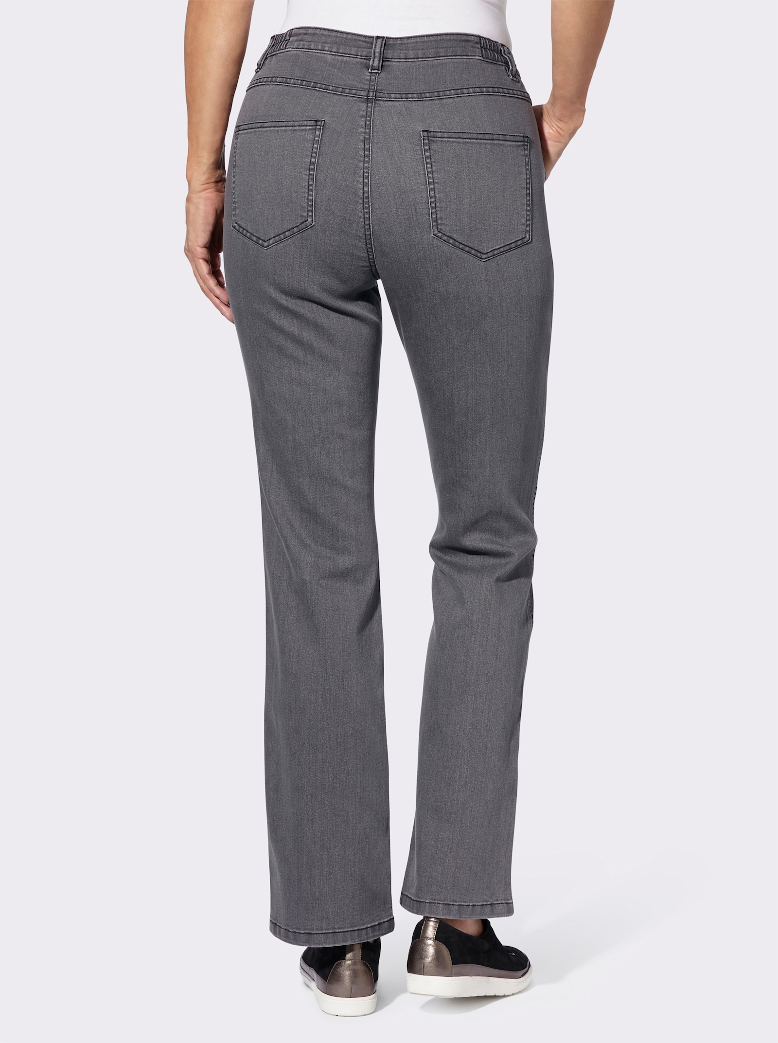 Jeans met comfortband opzij - grey-denim