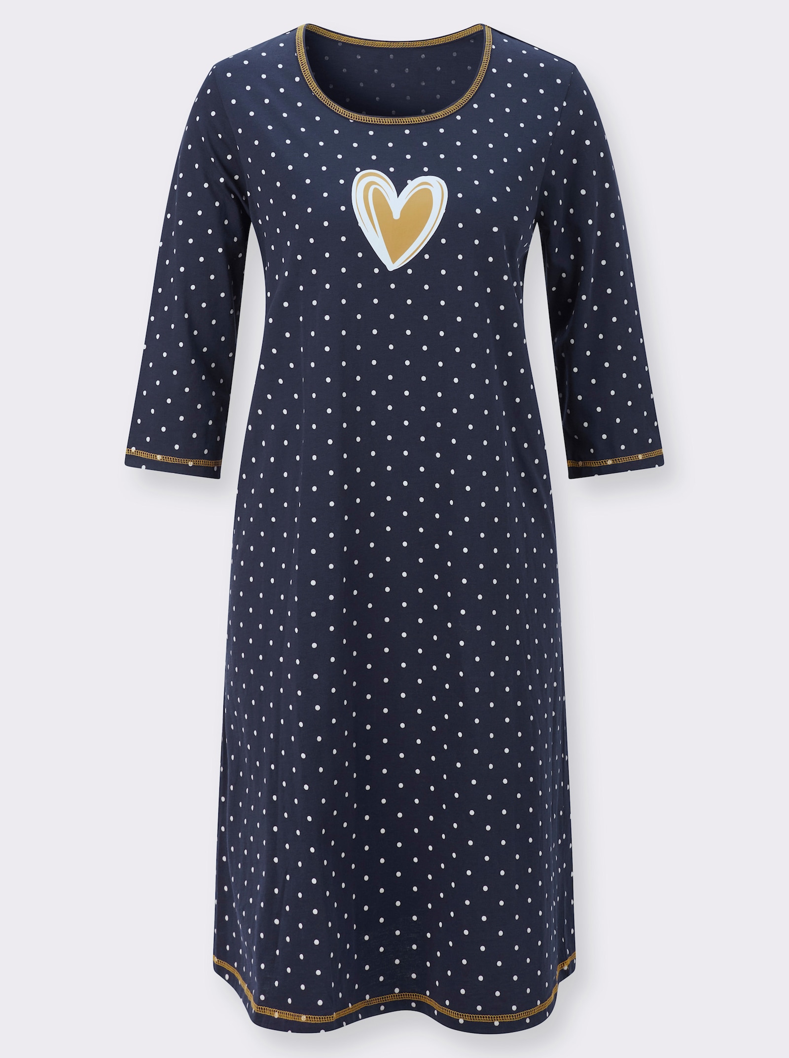Nachthemd in A-Form - marine-ecru-bedruckt