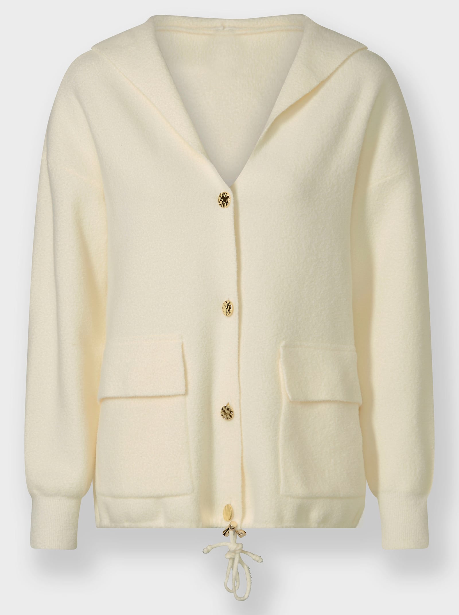 heine Kapuzenstrickjacke mit Schmuckknöpfen - champagner