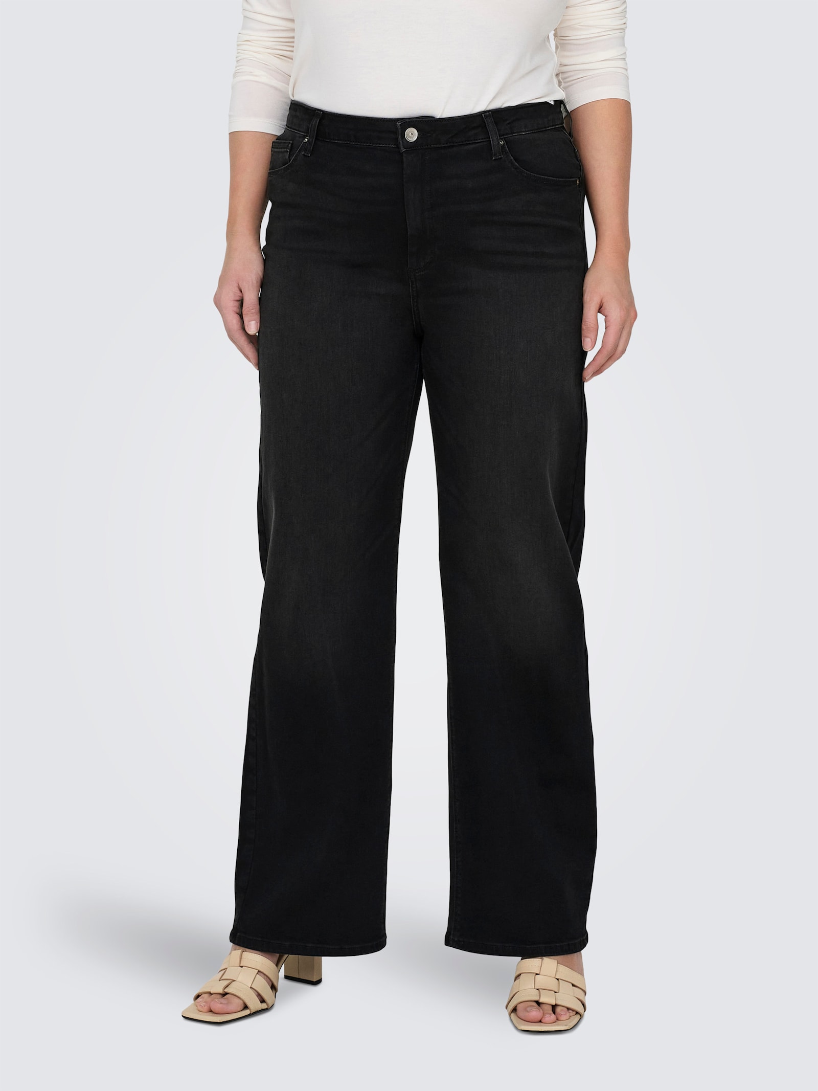 High-waist-Jeans - black denim