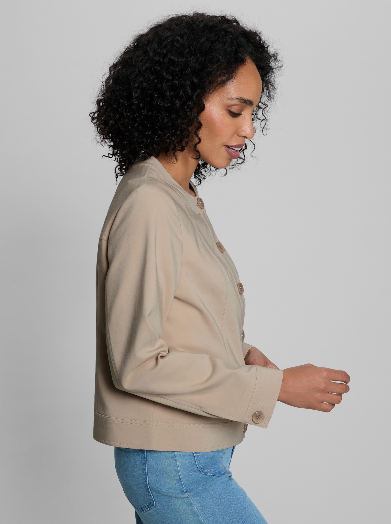 heine Blazer mit Rundhals-Ausschnitt - beige