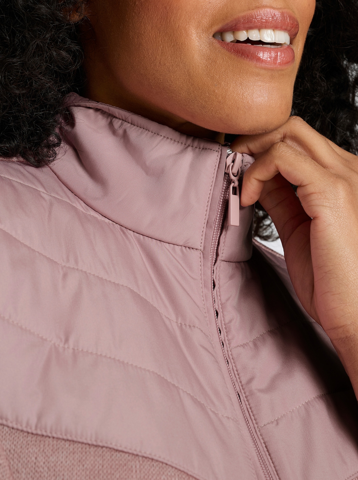 Fleeceweste mit gesteppten Einsätzen - hortensie-meliert