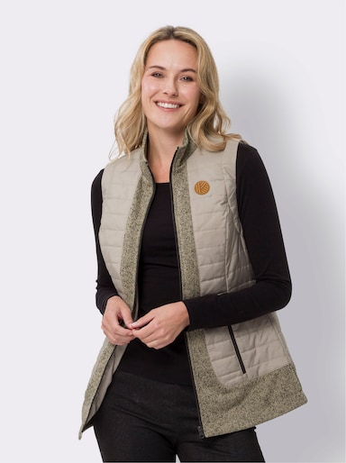 Weste Stepp im Mix mit Strickfleece - sesam