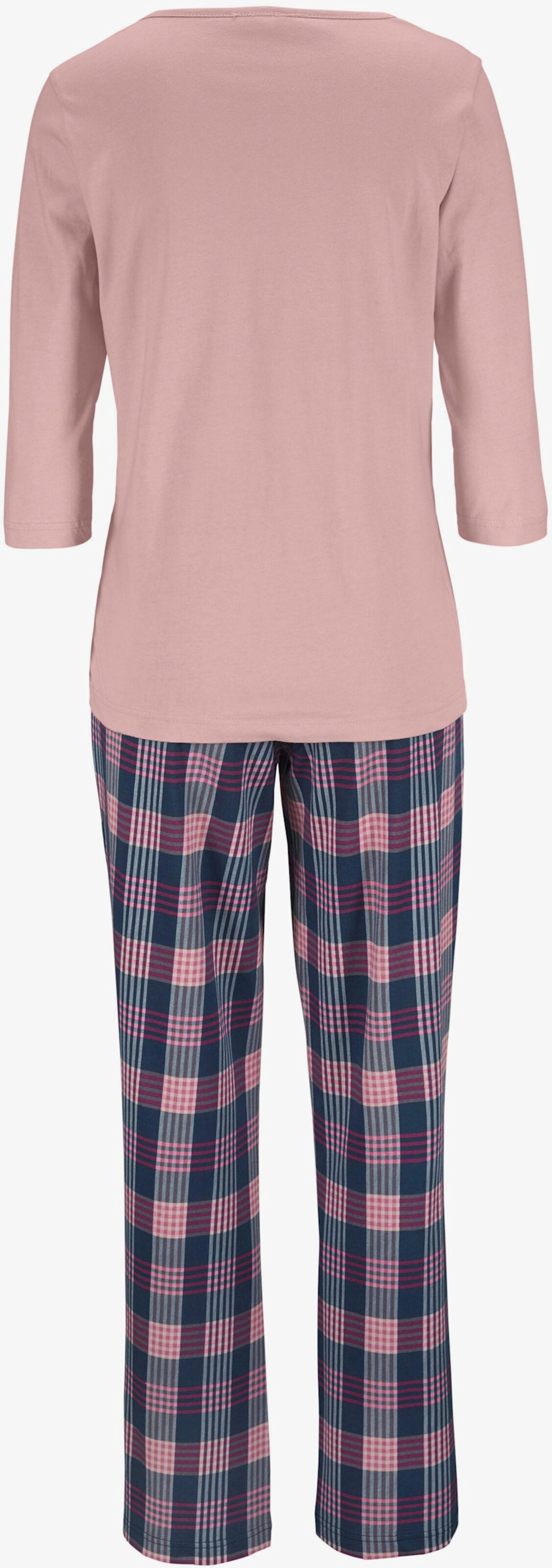 Vivance Dreams Pyjama - roze geruit, bordeaux geruit