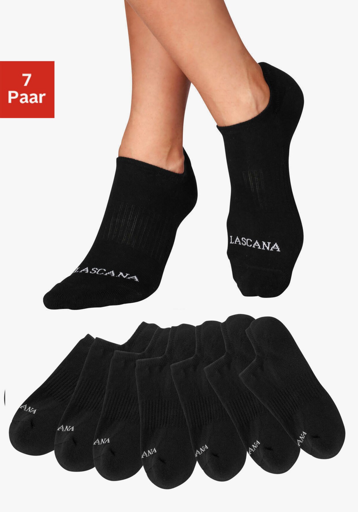 LASCANA ACTIVE Sneakersocken - 7x schwarz