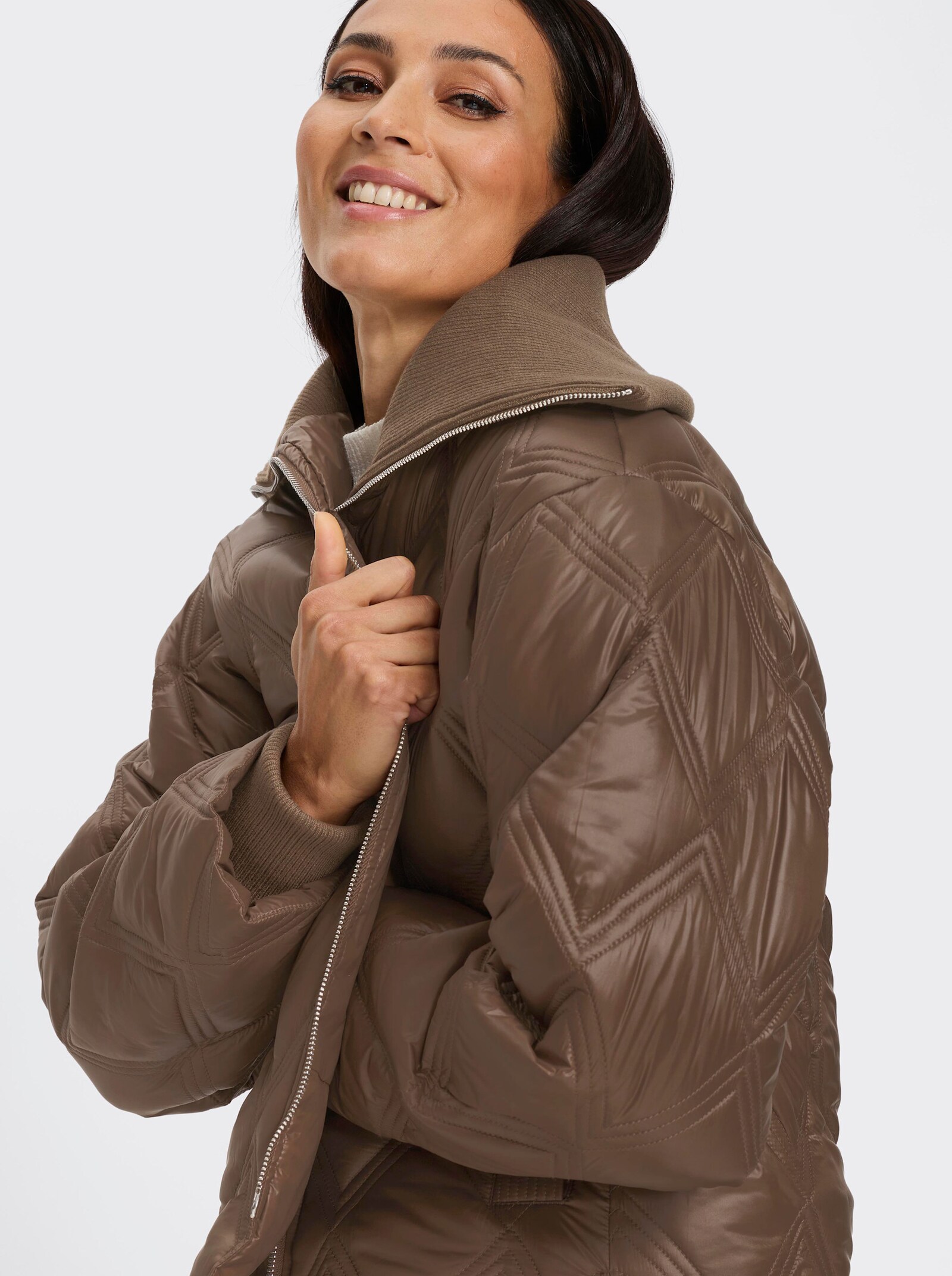 heine Steppjacke mit 2-Wege-Zipper - schoko