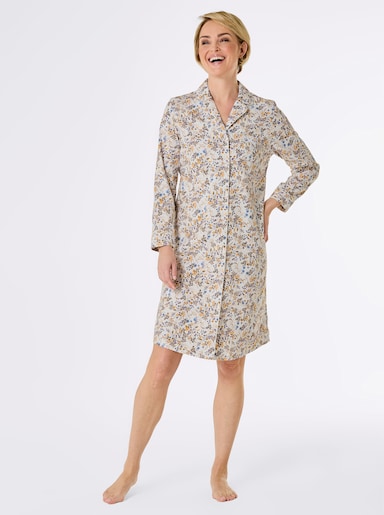 wäschepur Nachthemd - champagner-mittelblau-bedruckt