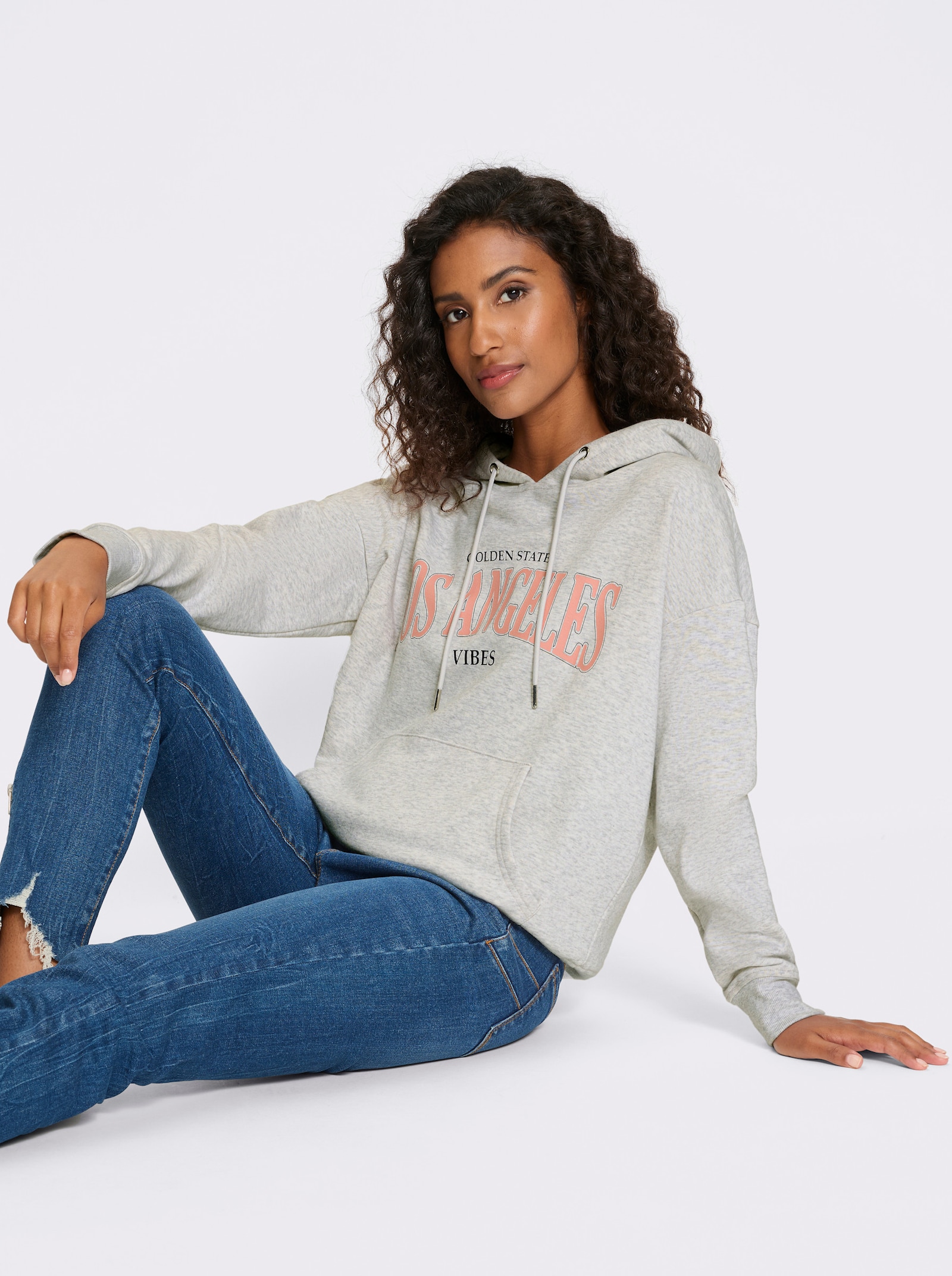heine Sweatshirt avec poche kangourou - gris clair chiné