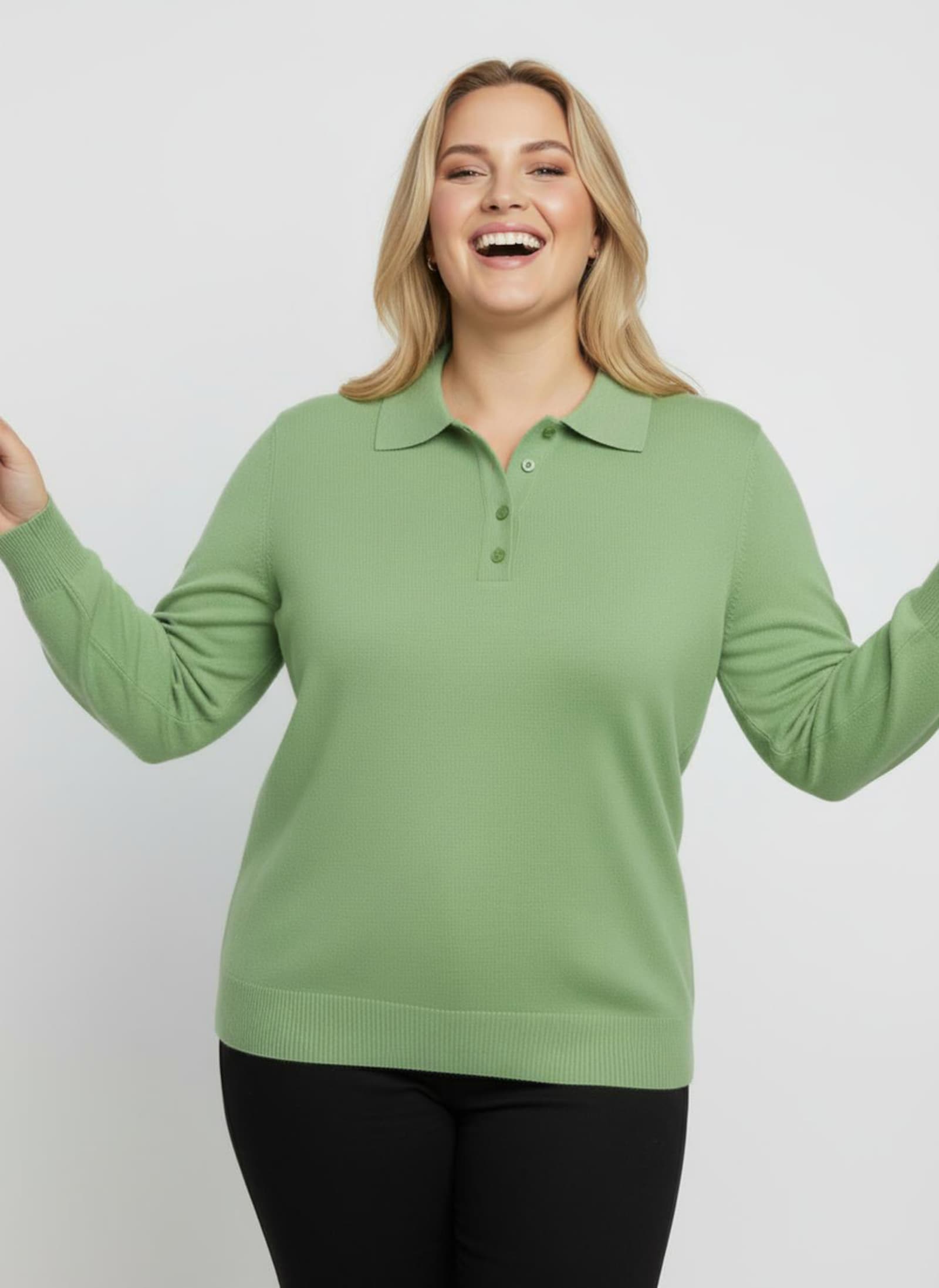 Polopullover mit kurzer Knopfleiste - apfel