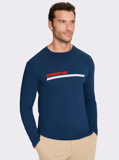 Catamaran Langarmshirt mit Streifen-Print vorne - dunkelblau