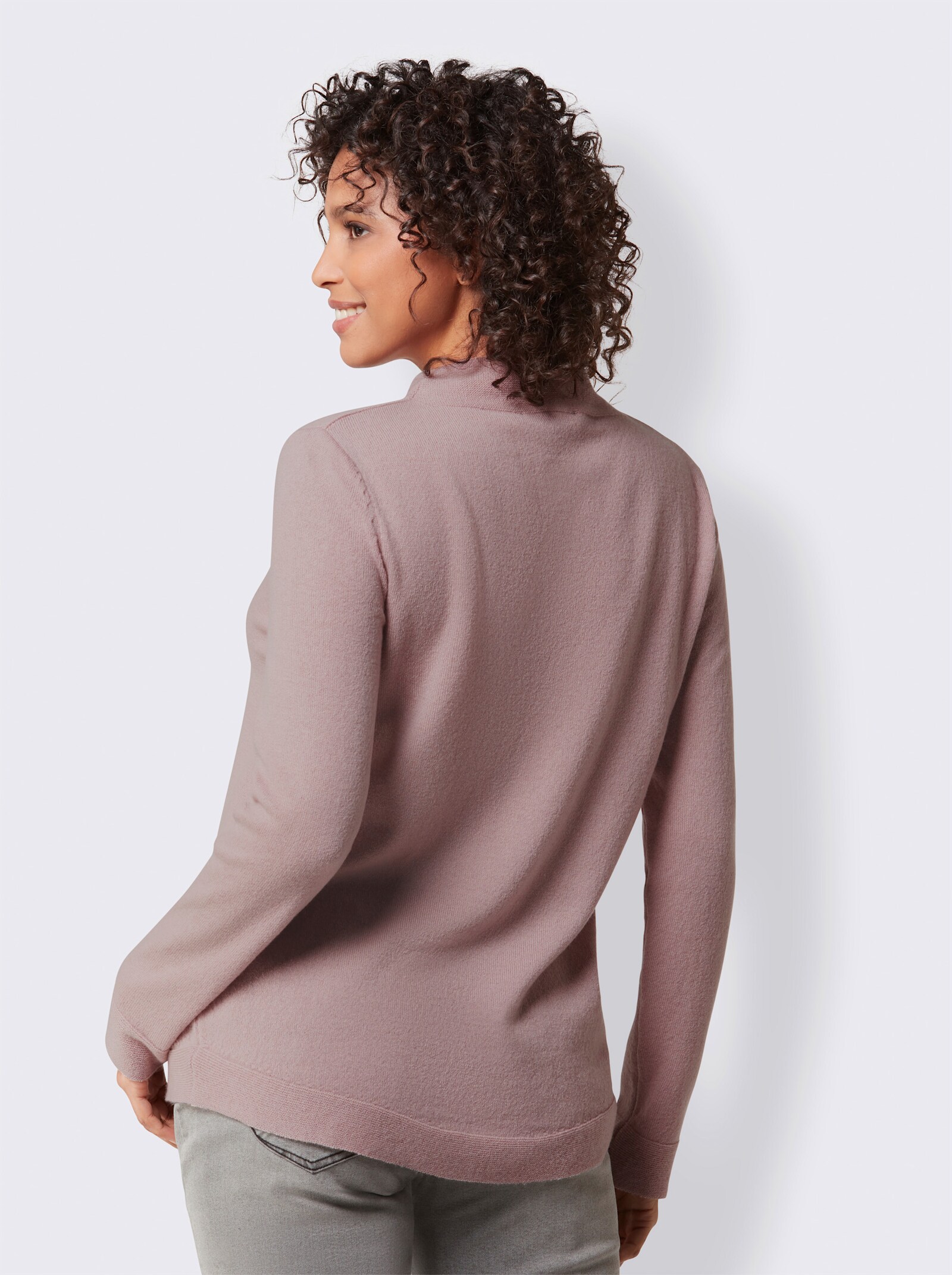 CREATION L PREMIUM Kaschmirpullover mit Kelchkragen - mauve
