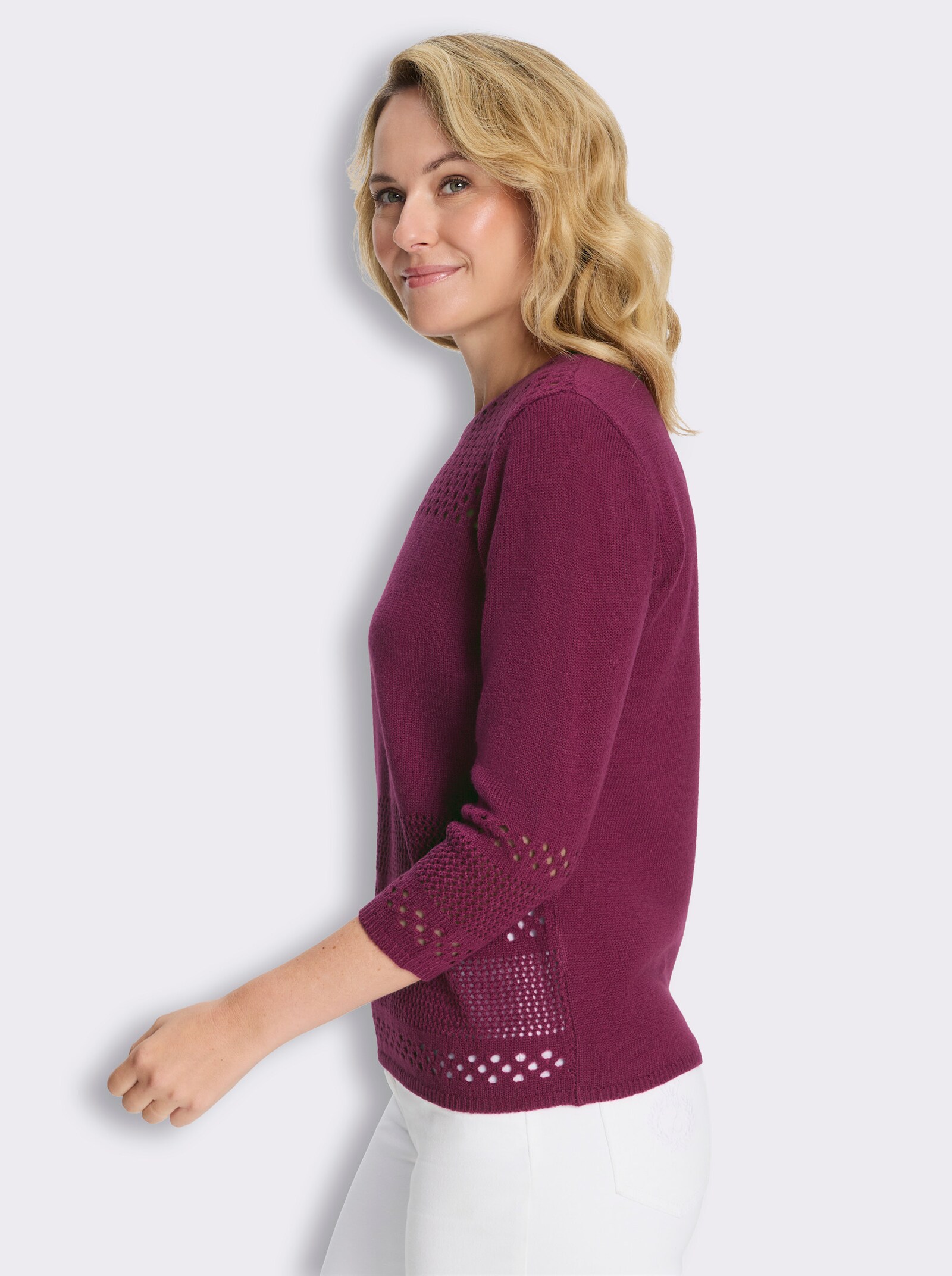 Ajourpullover mit Lochmuster - malve