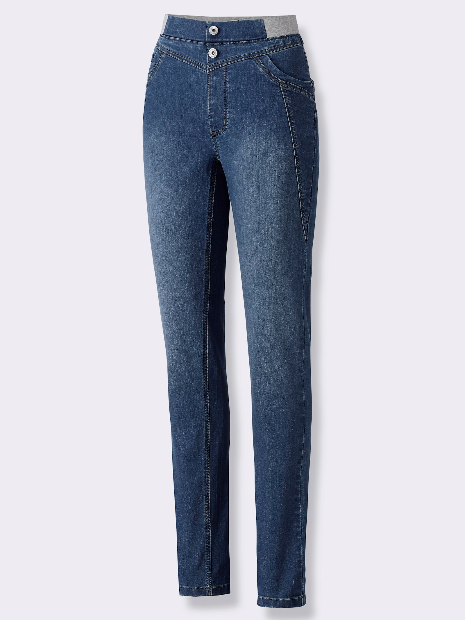 Jeans mit Jersey-Dehnbund - blue-stone-washed