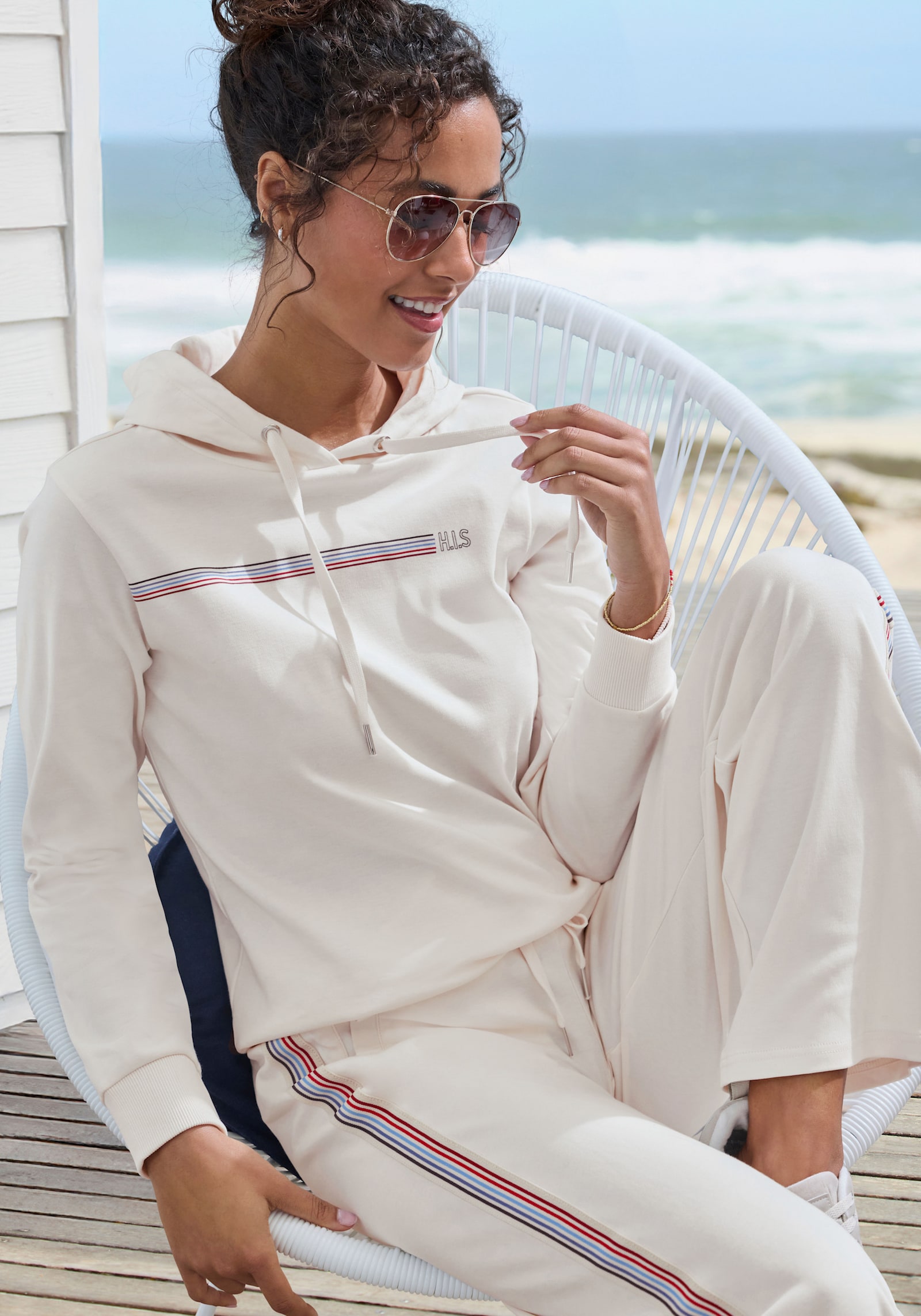 H.I.S Sweat à capuche - écru