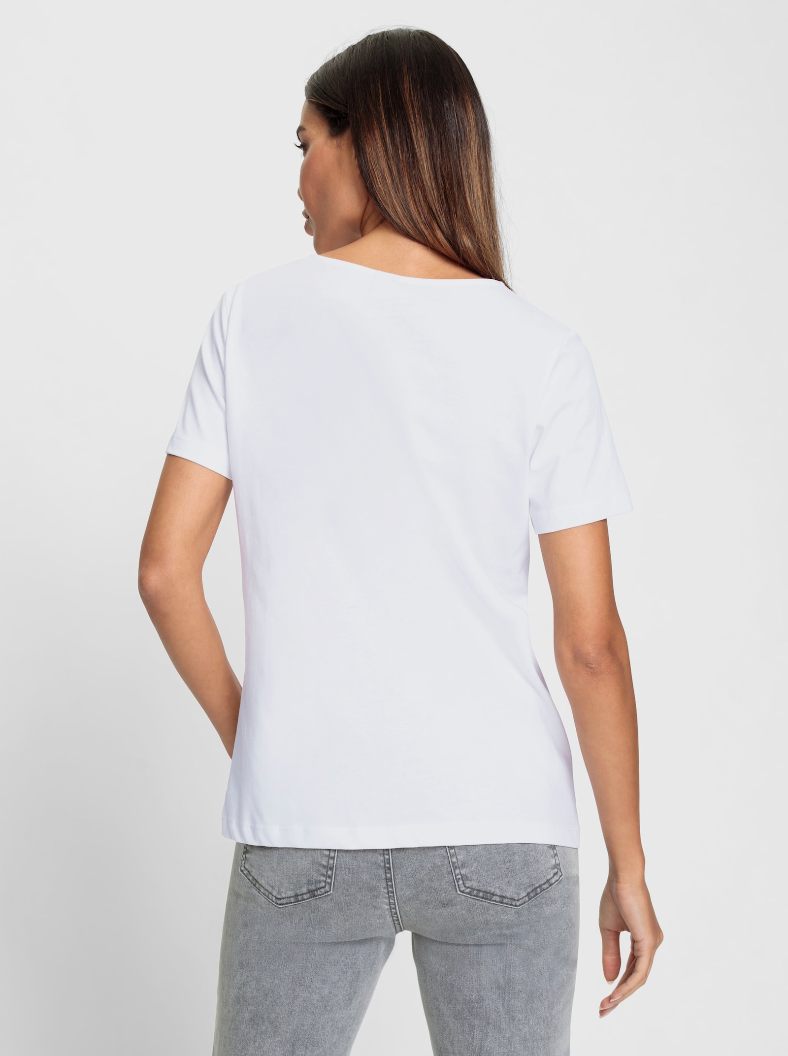 heine Print-Shirt mit Glanz-Schriftzug - weiß-schwarz-bedruckt