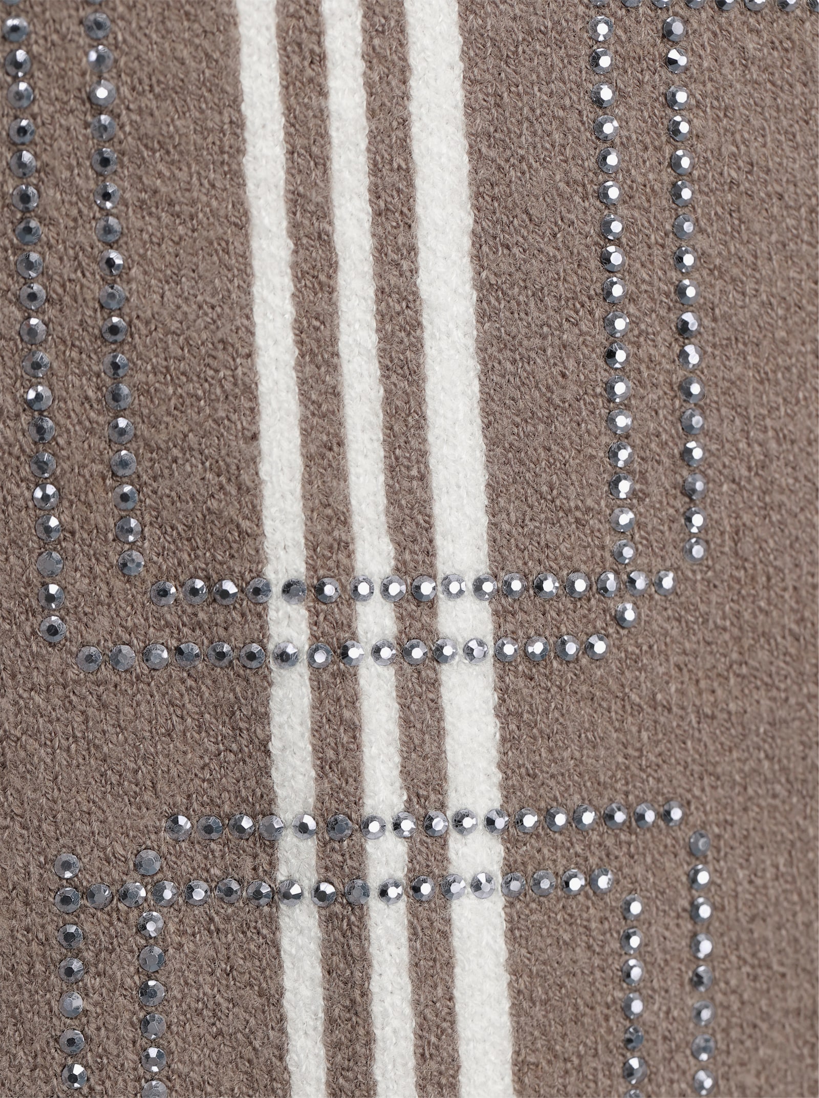 heine Strickmantel mit Lettering - taupe-ecru-gemustert
