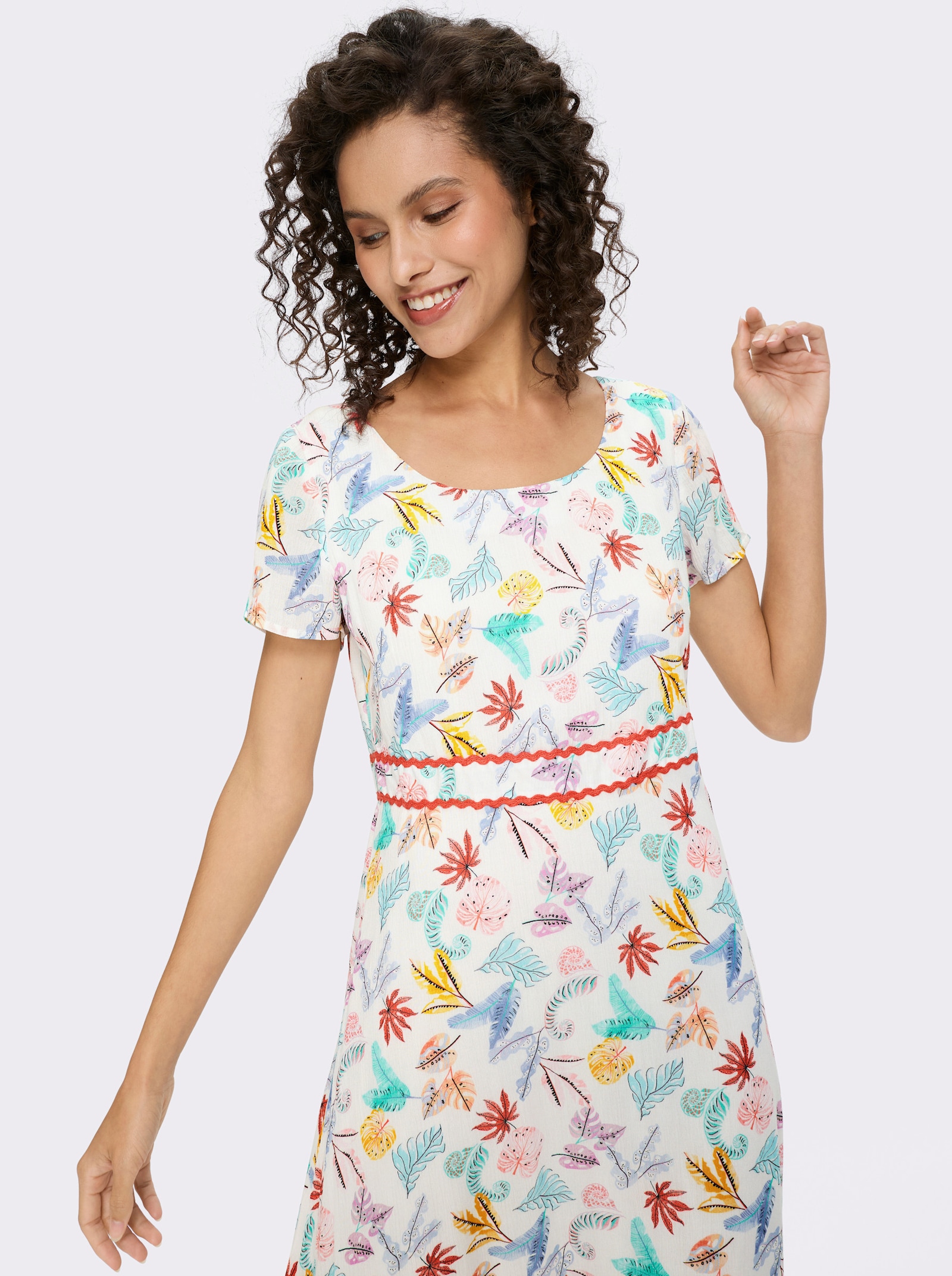 heine Robe tissée - blanc-corail imprimé